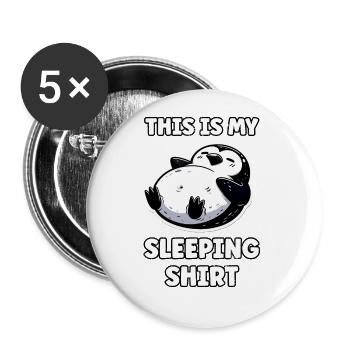 Lustiger Pinguin sagt faule Person Geschenk - Buttons groß 56 mm (5er Pack) - Weiß - Vorne