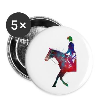Cavalier #rider #horse #sport - Lot de 5 grands badges (56 mm) - blanc - Devant