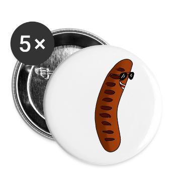 Bratwurst avec lunettes de soleil - Lot de 5 grands badges (56 mm) - blanc - Devant
