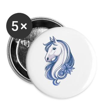 Cute Horse - Buttons large 2.2''/56 mm (5-pack) - white - Front