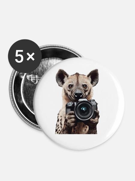 Hyäne - Buttons groß 56 mm (5er Pack) - Weiß
