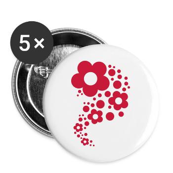 Blumen - Muster - Buttons groß 56 mm (5er Pack) - Weiß - Vorne