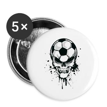 soccer skull kicker ball football pirat - Lot de 5 grands badges (56 mm) - blanc - Devant