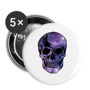 tete de mort - Lot de 5 grands badges (56 mm) - blanc - Devant