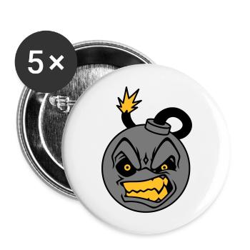 Angry Bomb - Buttons groß 56 mm (5er Pack) - Weiß - Vorne