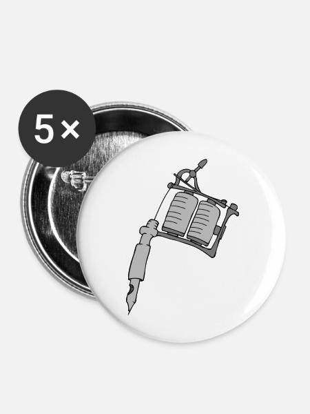 Tatoo gun - Buttons groß 56 mm (5er Pack) - Weiß
