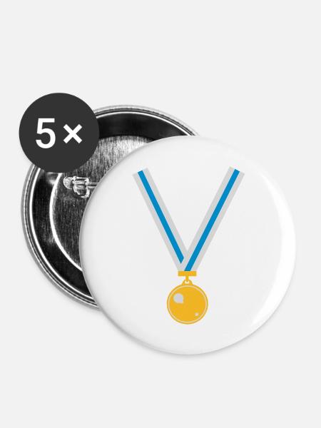 gold_medaille_fi_3_clr - Buttons groß 56 mm (5er Pack) - Weiß