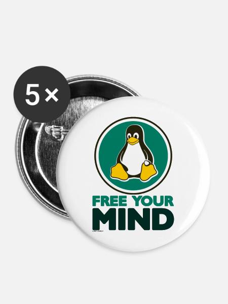 Free your Mind - Buttons groß 56 mm (5er Pack) - Weiß