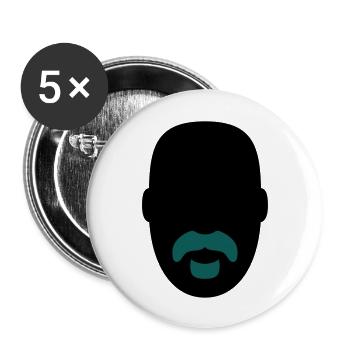 »Frank Zappa« Beard 1 - Buttons groß 56 mm (5er Pack) - Weiß - Vorne