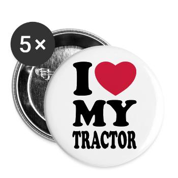 I love my tractor - Lot de 5 grands badges (56 mm) - blanc - Devant
