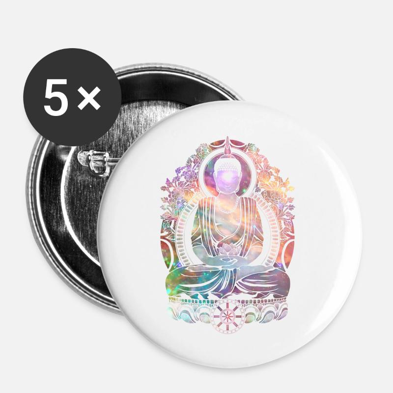 Cosmic Buddha - Buttons groß 56 mm (5er Pack) - Weiß
