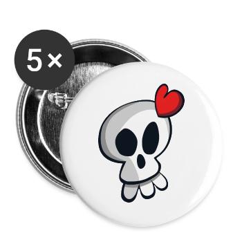 TETE DE MORT - Lot de 5 grands badges (56 mm) - blanc - Devant