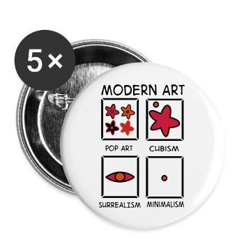 Kunst - Buttons groß 56 mm (5er Pack) - Weiß - Vorne