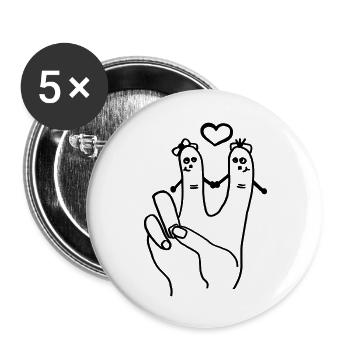 Peace - Buttons groß 56 mm (5er Pack) - Weiß - Vorne