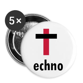Techno-Kreuz - Buttons groß 56 mm (5er Pack) - Weiß - Vorne