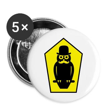 Eule - Buttons groß 56 mm (5er Pack) - Weiß - Vorne