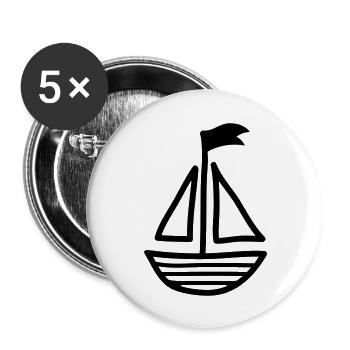 Segelboot - Line - Buttons groß 56 mm (5er Pack) - Weiß - Vorne