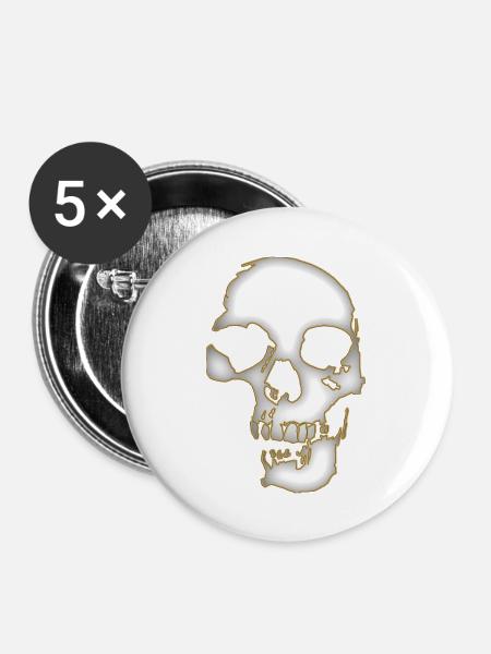Skull - Buttons groß 56 mm (5er Pack) - Weiß