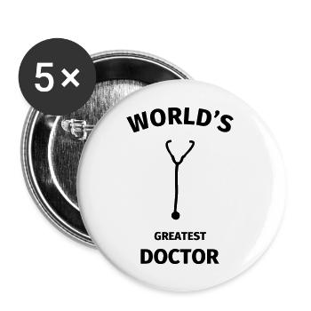 World's Greatest Doctor - Buttons large 2.2''/56 mm (5-pack) - white - Front