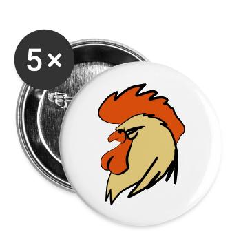 ROOSTER BOOSTER - Buttons groß 56 mm (5er Pack) - Weiß - Vorne