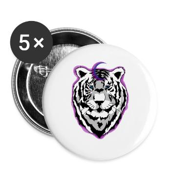 tigre de la nuit - Lot de 5 grands badges (56 mm) - blanc - Devant