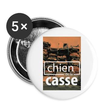 chien de la casse - Lot de 5 grands badges (56 mm) - blanc - Devant