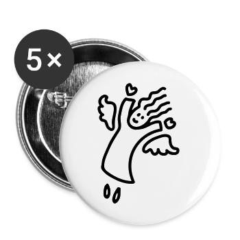 fliegender Engel - line - Buttons groß 56 mm (5er Pack) - Weiß - Vorne