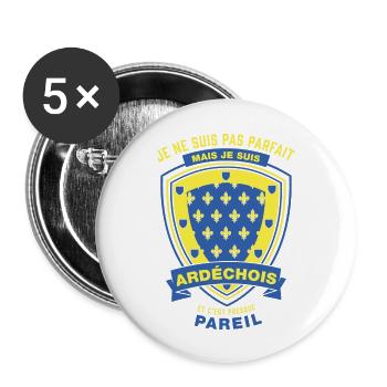 Ardéchois Parfait - Lot de 5 grands badges (56 mm) - blanc - Devant