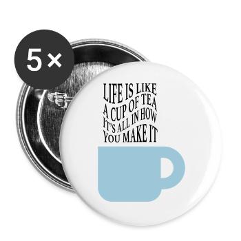 La vie comme le thé - Lot de 5 grands badges (56 mm) - blanc - Devant
