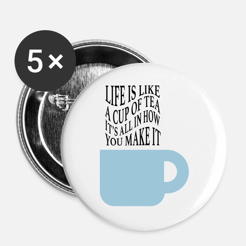 Life like tea - Buttons large 2.2''/56 mm (5-pack) - white