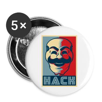 HACK - Lot de 5 grands badges (56 mm) - blanc - Devant