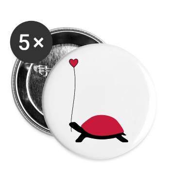 Turtle with heart balloon - Buttons large 2.2''/56 mm (5-pack) - white - Front