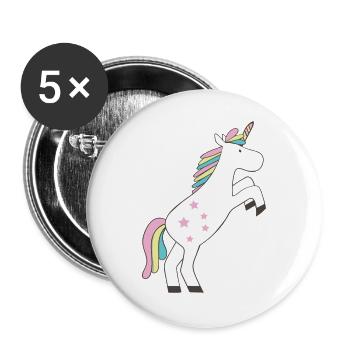 Einhorn - Buttons groß 56 mm (5er Pack) - Weiß - Vorne