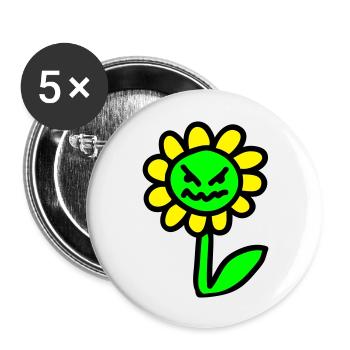 méchant Fleur - 3 - Lot de 5 grands badges (56 mm) - blanc - Devant