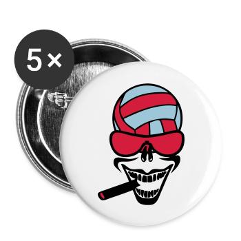 Volleyball Waterpolo Zigarre Lächeln - Buttons groß 56 mm (5er Pack) - Weiß - Vorne