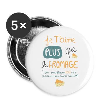 fromage - Lot de 5 grands badges (56 mm) - blanc - Devant