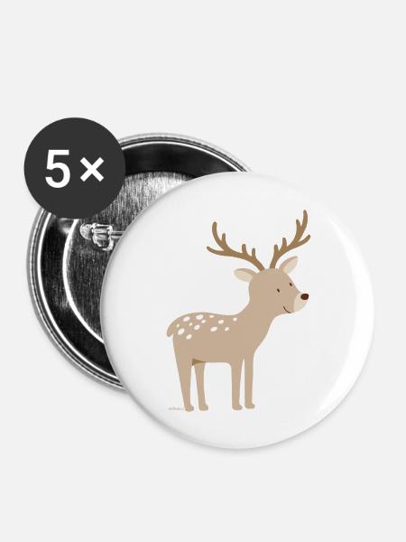 Hirsch - Buttons groß 56 mm (5er Pack) - Weiß