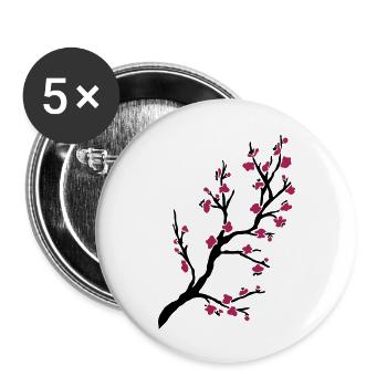 Cherry branch - Buttons large 2.2''/56 mm (5-pack) - white - Front
