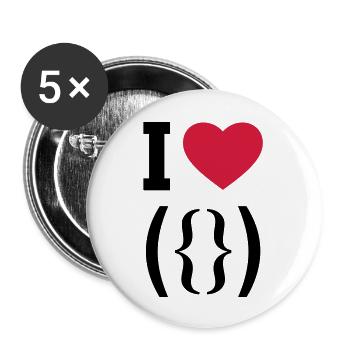 I LOVE PUSSY - ASCII - Porn - Porno - Buttons large 2.2''/56 mm (5-pack) - white - Front