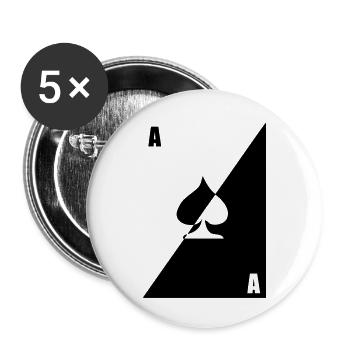 carte as pic pique noir blanc poker - Lot de 5 grands badges (56 mm) - blanc - Devant