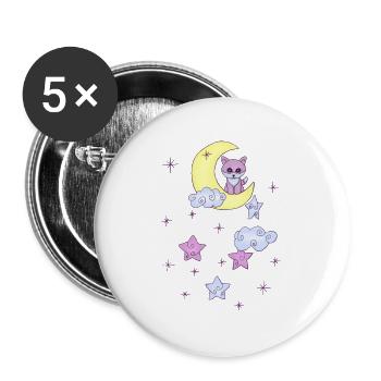 Fuchs im Mond - Buttons groß 56 mm (5er Pack) - Weiß - Vorne