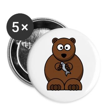 Bayo the bear and its fish - Buttons large 2.2''/56 mm (5-pack) - white - Front