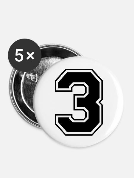 drei - Buttons groß 56 mm (5er Pack) - Weiß