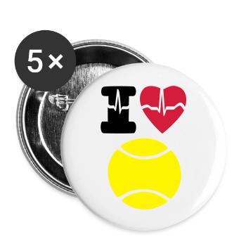 Ich Liebe Tennis - Buttons groß 56 mm (5er Pack) - Weiß - Vorne