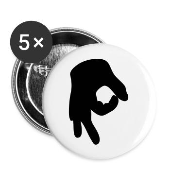 Reingelegt (Handzeichen) - Buttons groß 56 mm (5er Pack) - Weiß - Vorne