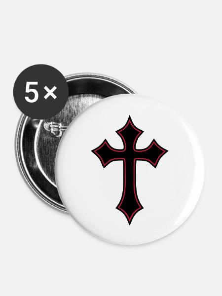 Gothic Cross__V004 - Buttons large 2.2''/56 mm (5-pack) - white