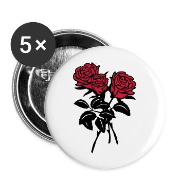 roses - Lot de 5 grands badges (56 mm) - blanc - Devant