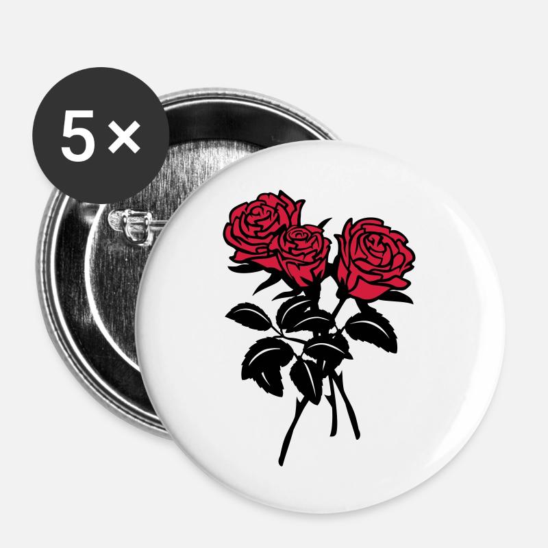 roses - Buttons large 2.2''/56 mm (5-pack) - white