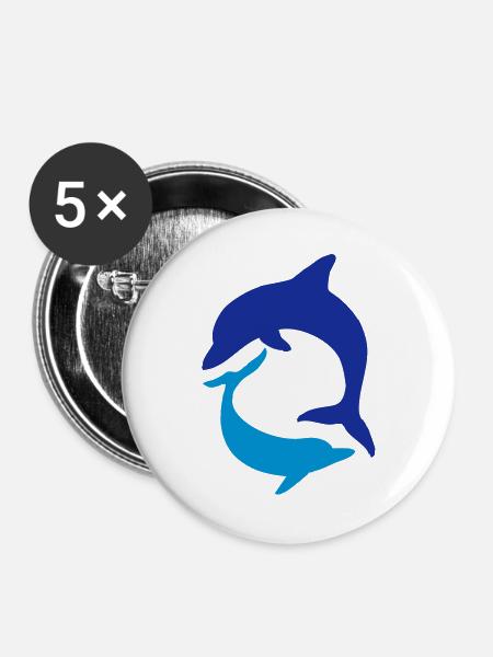 delphin - Buttons groß 56 mm (5er Pack) - Weiß