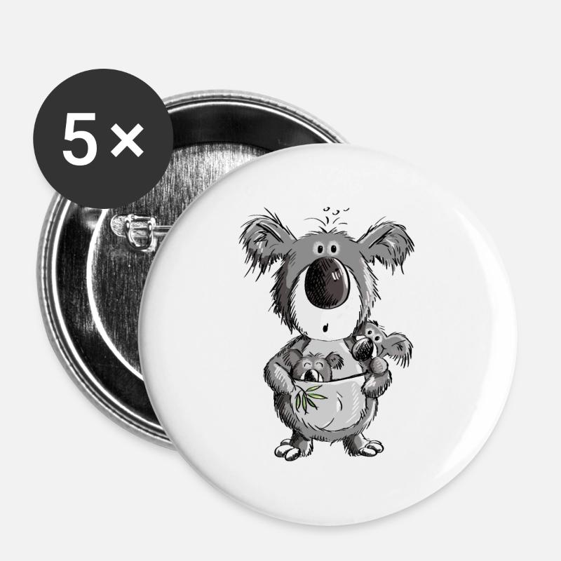 Sweet koala bear with children cartoon - Buttons large 2.2''/56 mm (5-pack) - white